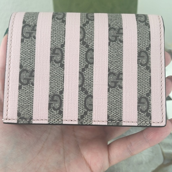 New, Authentic GUCCI Wallet Cupcake Pink Brown Stripes Love Parade GG LOGO - Picture 6 of 14